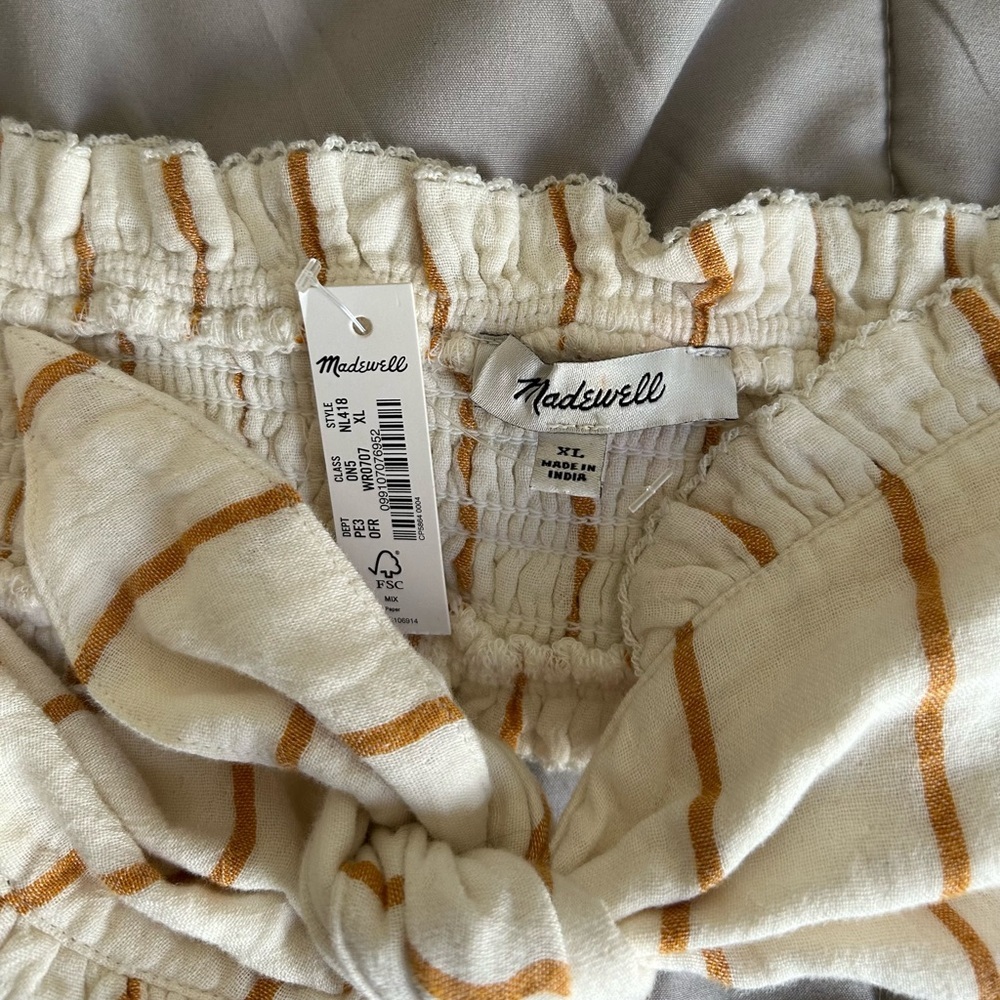 Madewell Lightestspun Striped Bubble Crop Top | Cover-Up | Size XL - Picture 4 of 8
